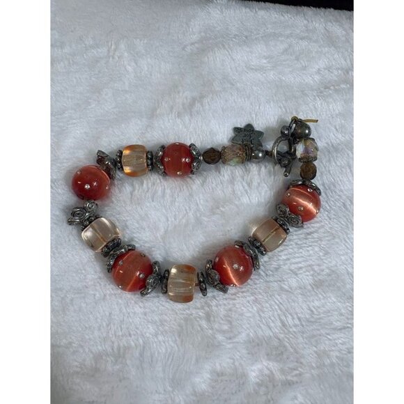 Lot of 5 Art Glass Lampwork Millefiori Cat's Eye Crackle Beaded Stretch Bracelet - Picture 4 of 8